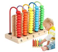 Abacus for Kids Math,5 Row Wooden Frame Counting Toy - Kids Math Tools with Multi Color Beads - for Addition, Subtraction, Numbers Counting, Preschool, Elementary School