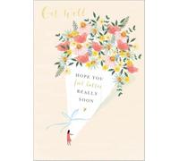 Abacus Get Well Card - Large Floral Bouquet Embossed with a Foil Finish - Eco-Friendly and Recyclable Cards