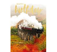 Abacus Male Birthday Card - General Card for Men/Boys - 'Autumnal Steam Train' with Embossed Gold Foil - Eco-Friendly & Recyclable Cards