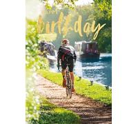 Abacus Male Birthday Card - General Card for Men/Boys - Cyclist on Tow Path with Embossed Gold Foil - Eco-Friendly & Recyclable Cards