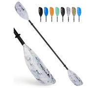 Abahub Adjustable Kayak Paddle 210-230 cm/82-90 Inches Floating Kayaking Oars Boating Oars Canoeing Oars White with Black Wave Print