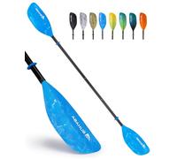 Abahub Adjustable Kayak Paddle 230-250 cm/90.5-98.4 Inches Floating Kayaking Oars Boating Oars Canoeing Oars Blue with White Wave Print