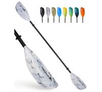 Abahub Adjustable Kayak Paddle 230-250 cm/90.5-98.4 Inches Floating Kayaking Oars Boating Oars Canoeing Oars White with Black Wave Print