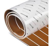 Abahub Boat Fitting EVA Foam Self-Adhesive Boots Flooring Non-Slip Faux Teak Marine Boat Decking Mat for Boats Yacht Floor Swimming Pool 243 x 55 cm Brown with White Lines