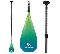 Abahub Carbon SUP Paddles, 1 x 3 Section Adjustable 67" - 86" Carbon Fiber Shaft, Lightweight Stand-up Paddle Oars for Paddleboard, Gradient Green Plastic Blade + Paddle Bag