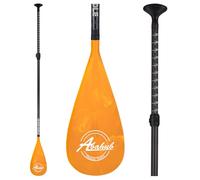 Abahub Carbon SUP Paddles, 1 x 3 Section Adjustable 67" - 86" Carbon Fiber Shaft, Lightweight Stand-up Paddle Oars for Paddleboard, Orange Print Plastic Blade + Paddle Bag