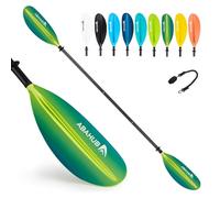 Abahub Kayak Paddle Adjustable 220 cm to 240 cm Aluminium Double Paddle with Paddle Leash for Kayaking Aluminium Alloy Shaft Plastic Blades Gradient Green Print