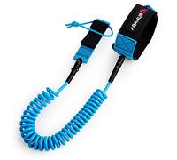 Abahub Premium Coiled SUP leash, Stand-up Paddleboard Legrope, 10 feet Blue 7 mm thick for Surfboard, Skimboard, Boogie Board