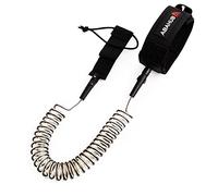 Abahub Premium Coiled SUP leash, Stand-up Paddleboard Legrope, 10 feet Clear with Black Core 7 mm thick for Surfboard, Skimboard, Boogie Board