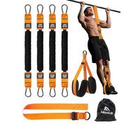Abahub Pull Up Assistance Bands, Heavy Duty Resistance Band For Pull Up Bar, Pull Up 300lbs Assist Belt, Adjustable Weight/Size with Fabric Feet/Knee Rest, Home Gym, Strength Training, Orange