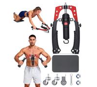 Abahub Twister Arm Exerciser, Enhanced Hydraulic Power Chest Expander for Men Women,with Wheels,22-440LBS Adjustable Resistance Home Gym Equipment, Shoulder Muscle Trainer for Arm, Red