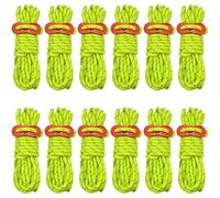 Abaigeal 12 Pcs 4MM Reflective Tent Guy Ropes, 4M /13FT Long Light-Weight Tent Guide Lines Cord Guy Ropes with Aluminum Tensioners Adjuster for Outdoor Camping Hiking Awning Tents Windproof