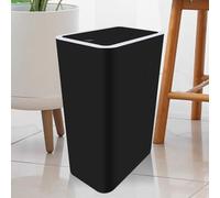 Abaigeal 12L Bathroom Bin with Lid, Black Touch Top Kitchen Waste Bin, Plastic Rubbish Trash Can for Bathroom, Kitchen, Bedroom, Living Room, Office