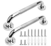 Abaigeal 2 PCS Grab Rails for Bathroom, 12 Inch/ 300 mm Anti-Slip Shower Handles for Seniors Disabled Elderly, Chrome Stainless Steel Safety Shower Handle Support Rail with Screws, Toilet Grab Handle