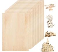 Abaigeal 24Pcs Unfinished Plywood Sheets, 300x200x2mm Balsa Wood Sheets, Rectangular A4 Wood Sheets for Wood Craft Painting Engraved Model Making Projects