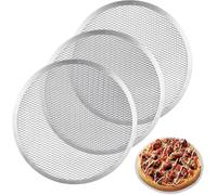 Abaigeal 3 Pcs Aluminium Pizza Trays 13 Inch/ 33cm, Non Stick Mesh Pizza Screen for Oven, Round Pizza Tray Pizza Baking Trays for Home Kitchen