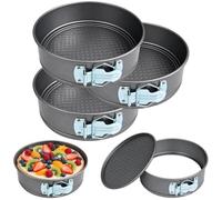 Abaigeal 3 PCS Springform Cake Tins, 8Inch/20cm Non Stick Cheesecake Tin with Loose Base, Carbon Steel Round Springform Cheesecake Pan with Stainless Steel Spring Buckles for Baking Restaurant