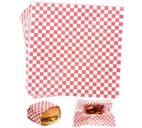 Abaigeal 300 PCS Greaseproof Paper Sheets for Food, Food Grade Wrap, Red Checkered Basket Liners Waterproof Wax Paper for Deli Hamburgers Sandwich Cake Fries& Air Fryer (30 x 30CM)