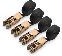 Abaigeal 4 Pack Ratchet Tie Down Strap, 6M x 25mm Heavy Duty Tensioning Straps No Hooks Black Ratchet Straps for Trucks, Motorbikes, Securing Cargo or Luggage - Tensile Strength 800kg