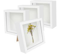 Abaigeal 4 Pack Shadow Box Frame 8x8 Inch, Box Frames for Crafts 3D Deep, Deep Picture Frame 3cm Inner Depth, Deep Box Frames for Photos Flowers Memories,Tabletop and Wall Hanging, White