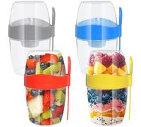 Abaigeal 4 Pcs Yogurt Pots, 870ML Reusable Overnight Oats Container 30OZ Plastic Breakfast Cups Porridge Container, On The Go Yogurt Pots with Lid & Spoon for Salads Fruit Granola Cereal Milk Porridge