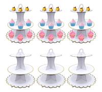Abaigeal 6 Pack Cardboard Cupcake Stand 3 Tier, White Cake Stand Afternoon Tea Stands Cardboard, Round Dessert Tower for Birthday, Wedding, Mother's Day, Baby Shower