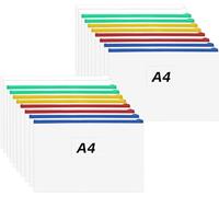 Abaigeal 60 Pcs A4 Letter Size Plastic Envelopes, 5 Colors: Red, Yellow, Blue, Green, White; Zipper Folders with Label Pocket, Reusable for School, Office, Travel Storage Supplies