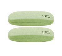 ABAJI Eyeglasses Case Kids Students Reading Glasses Organizer Hard Shell Lint Lining Snap Close Men Women Boys Girls, Green Canvas, Medium