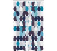 ABAKUHAUS Abstract Stall Shower Curtain, Retro Circles Squares, Fabric Bathroom Decor Set with Hooks, 47" x 70", Brown Grey Teal White