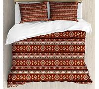 ABAKUHAUS Afghan Duvet Cover Set, Timeless Rhombus Motifs, Bedding Set 3 Pieces with 2 Pillow Shams, 200 x 200 cm - 70 x 50 cm, Multicolor