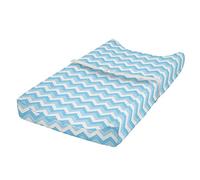 ABAKUHAUS Antique Changing Pad Cover, Sealife Aqua Zig Zag, Soft Cover for Diaper Changing Pad with Safety Buckle Holes, Baby Blue Pale Blue