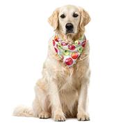 ABAKUHAUS Apple Dog Bandana, Watercolor Granny Smith, 22" X 22", Apple Green Red