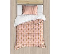 ABAKUHAUS Blush Pink Duvet Cover Set, Geometric Art Deco Motif, Bedding Set 2 Pieces with 1 Pillow Shams, 130 x 200 cm - 70 x 50 cm, Ginger and Blush