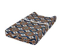 ABAKUHAUS Boho Changing Pad Cover, Geometrical Pattern, Soft Cover for Diaper Changing Pad with Safety Buckle Holes, Orange Blue and White