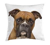 ABAKUHAUS Boxer Dog Throw Pillow Cushion Cover, Front View 2 Years Old Purebred Boxer Dog Animal Photo, Decorative Square Accent Pillow Case, 20 X 20 Inches, Pale Brown Dark Brown