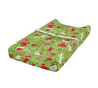 ABAKUHAUS Christmas Changing Pad Cover, Xmas, Soft Cover for Diaper Changing Pad with Safety Buckle Holes, Apple Green Red