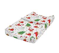 ABAKUHAUS Christmas Changing Pad Cover, Xmas Tree Santa Claus, Soft Cover for Diaper Changing Pad with Safety Buckle Holes, Green and Red