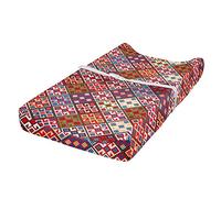 ABAKUHAUS Colorful Changing Pad Cover, Nomadic Rug Tribal, Soft Cover for Diaper Changing Pad with Safety Buckle Holes, Multicolor