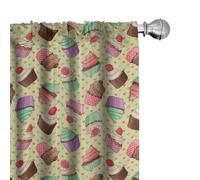 ABAKUHAUS Colorful Curtains 2 Panel Set, Bakery Polka Dots, Lightweight Window Treatment Living Room Bedroom Decor, 60" W x 70" L, Multicolor