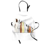 ABAKUHAUS Dogs Apron, Dogs in a Row Looking Away Cute Humor German Shepherd Poodle Labrador Graphic Art, Unisex Kitchen Bib Apron with Adjustable Neck for Cooking Baking Gardening, Multicolor