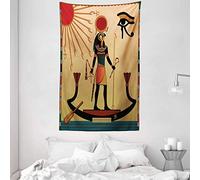 ABAKUHAUS Egyptian Tapestry, Ancient Figure Sun Old Egyptian Timeless Grace Icons Tradition Illustration Print, Fabric Wall Hanging Decor for Bedroom Living Room Dorm, 54 W X 90 L, Multicolor