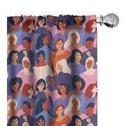 ABAKUHAUS Feminist Curtains 2 Panel Set, Diverse Women Empowerment, Lightweight Window Treatment Living Room Bedroom Decor, 60" W x 70" L, Multicolor