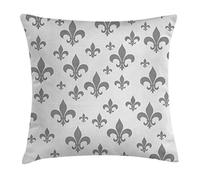 ABAKUHAUS Fleur De Lis Throw Pillow Cushion Cover, Lily Pattern Classic Retro Royal Vintage European Iris Ornamental Artwork, Decorative Square Accent Pillow Case, 20 X 20 Inches, Grey