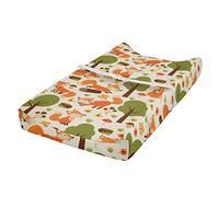 ABAKUHAUS Fox Changing Pad Cover, Spring Forest Wildlife, Soft Cover for Diaper Changing Pad with Safety Buckle Holes, Multicolor