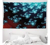 ABAKUHAUS Fractal Tapestry, Vibrant Trippy Forms with Twisted Parts Background Creative Motion Design, Fabric Wall Hanging Decor for Bedroom Living Room Dorm, 90 W X 54 L, Turquoise Burgundy