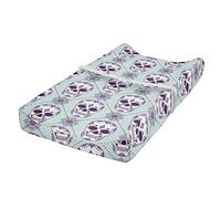 ABAKUHAUS Geometric Changing Pad Cover, Floral Damask Skulls, Soft Cover for Diaper Changing Pad with Safety Buckle Holes, Purple White Baby Blue