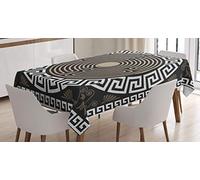 ABAKUHAUS Greek Key Tablecloth, Grecian Fret and Wave, Dining Room Kitchen Rectangular Table Cover, 54 W X 66 L, Dark Brown Coconut Tan