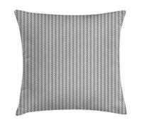 ABAKUHAUS Grey Chevron Throw Pillow Cushion Cover, Zig Zag Classic Herringbone Vintage Thread Pattern, Decorative Square Accent Pillow Case, 16 X 16 Inches, Charcoal Grey Pale Grey