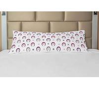 ABAKUHAUS Hedgehog Body Pillow Case Cover with Zipper, Colorful Spiky Animals with Faces Doodle Flowers Cartoon Style Image, Decorative Accent Long Pillowcase, 21" x 54", Pink Lilac Black