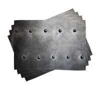 ABAKUHAUS Industrial Place Mats Set of 4, Black Grunge Plate Armour Digital Print Rivets Vintage Theme Print, Washable Fabric Placemats for Dining Table, Standard Size, Grey Black